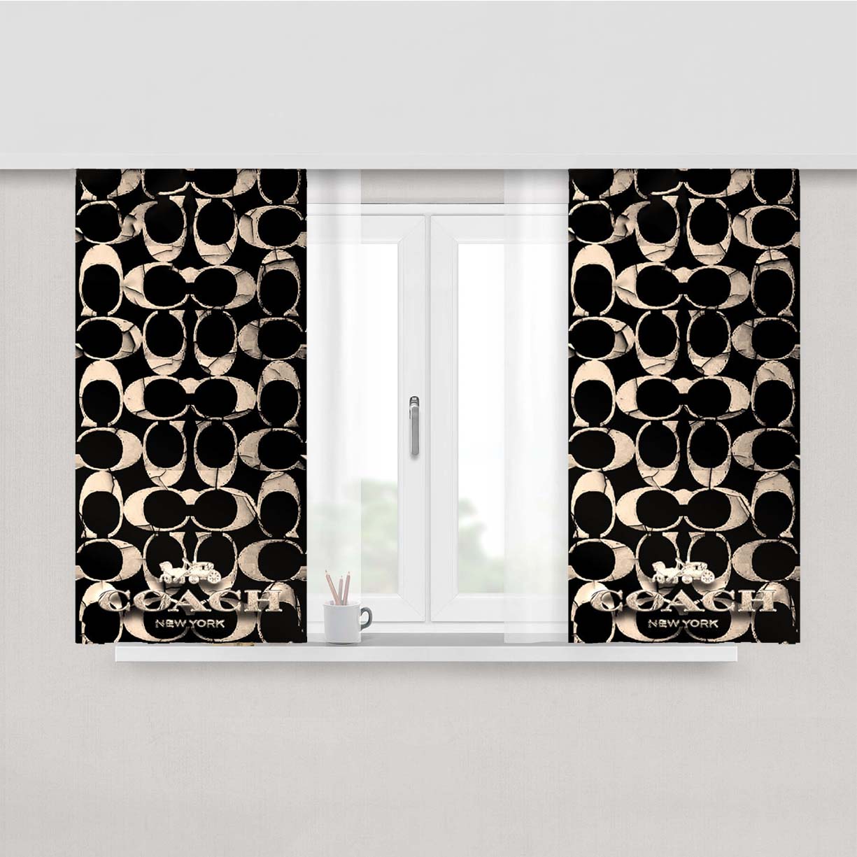 Coach Black New 889 Peach Skin Window Curtains