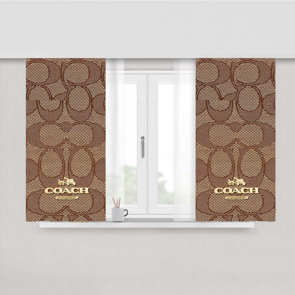 Coach New York Pattern Peach Skin Window Curtains