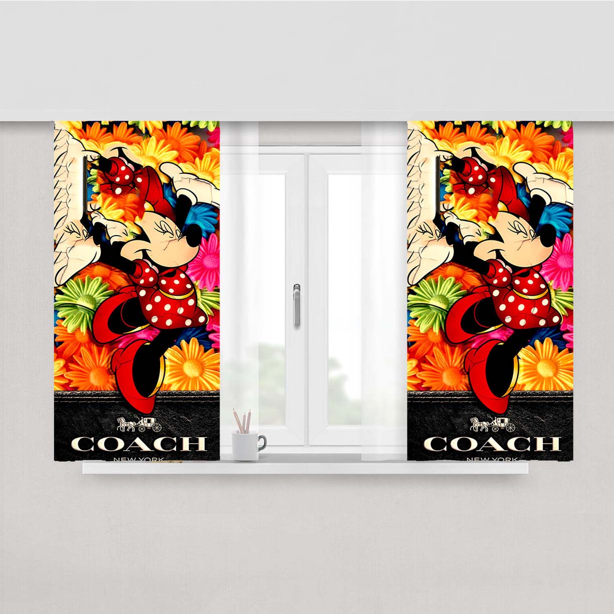 Diamond Backs Baseball Logo Black Peach Skin Window Curtains