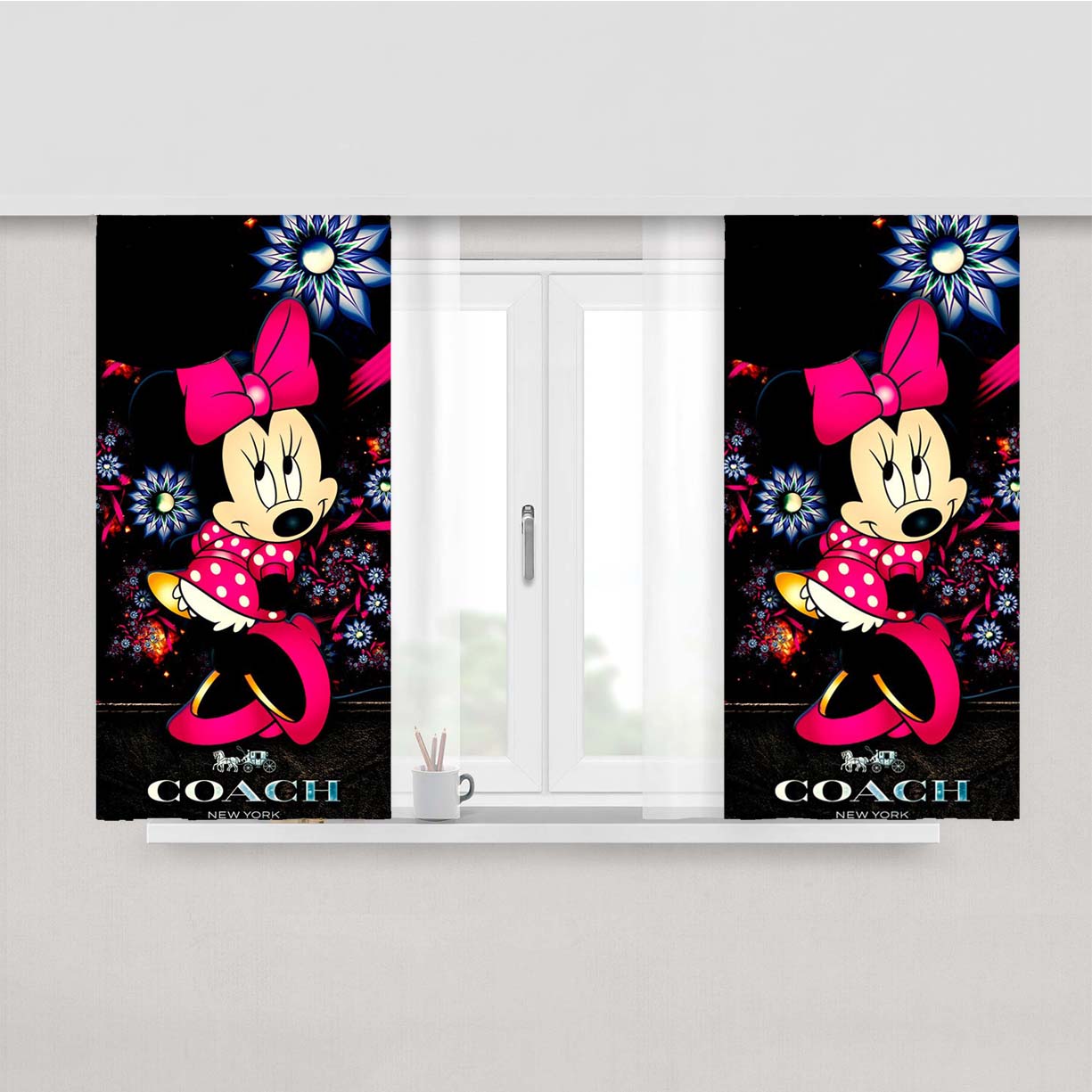 New Minnie Mouse Coach 1 Peach Skin Window Curtains