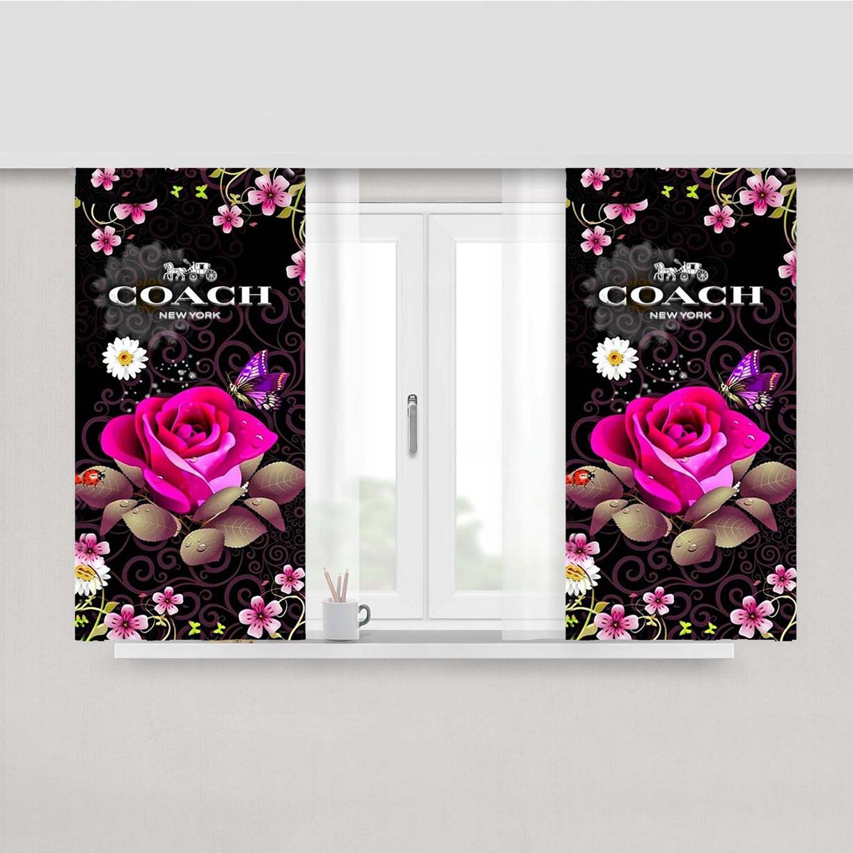 Cool Manchester United Logo Peach Skin Window Curtains