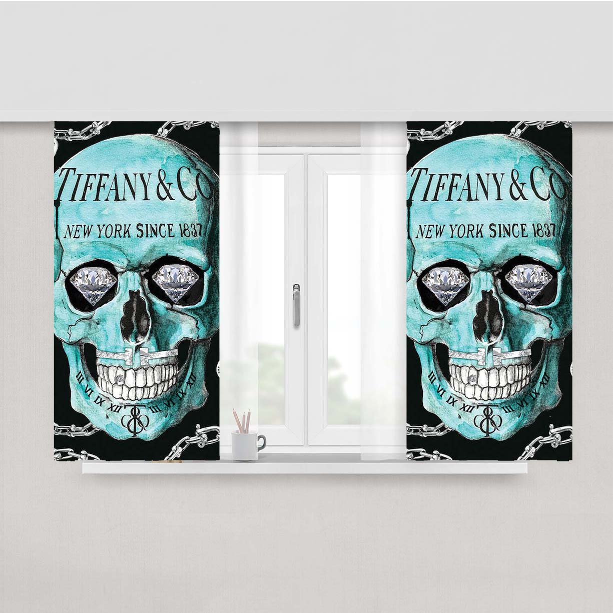 Tiffany And Co Skull Di Peach Skin Window Curtains