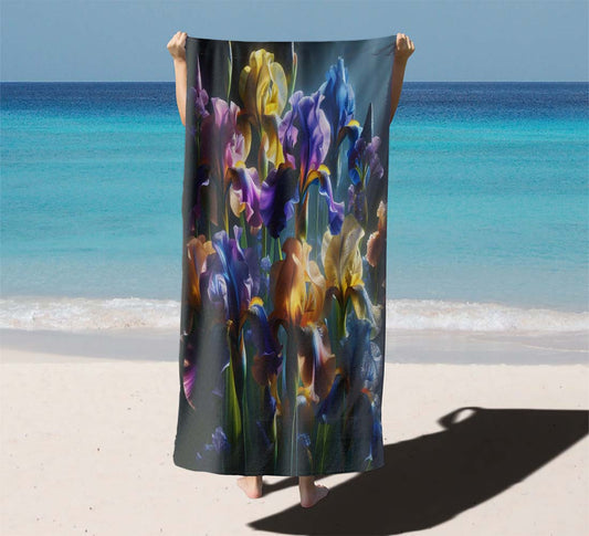 Iris Flowers Bath Towel Beach Towels | 31 x 71 inch