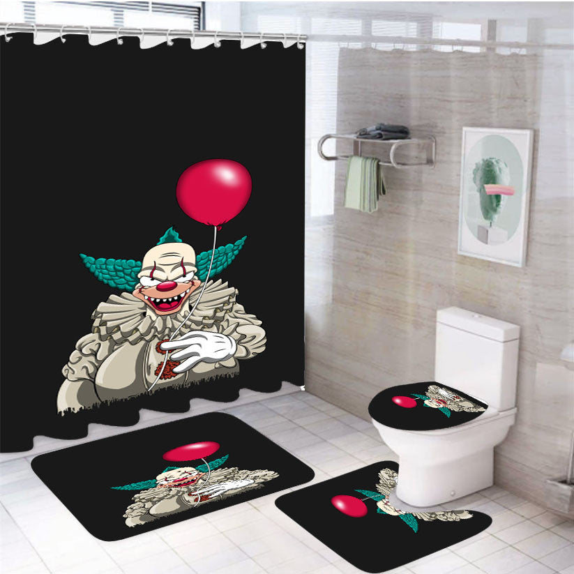Pennywise It The Simpsons 4Pcs Bathroom Non-Slip Rugs Shower Curtain Fabric Waterproof