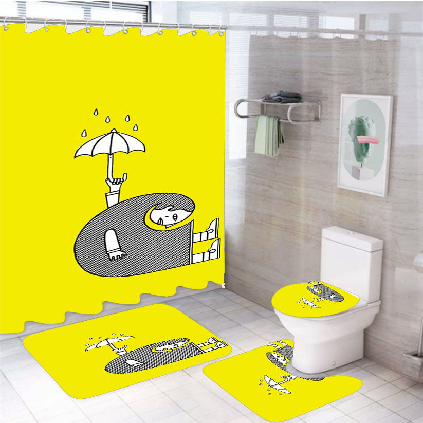 Peplow Carhartt 4Pcs Bathroom Non-Slip Rugs Shower Curtain Fabric Waterproof