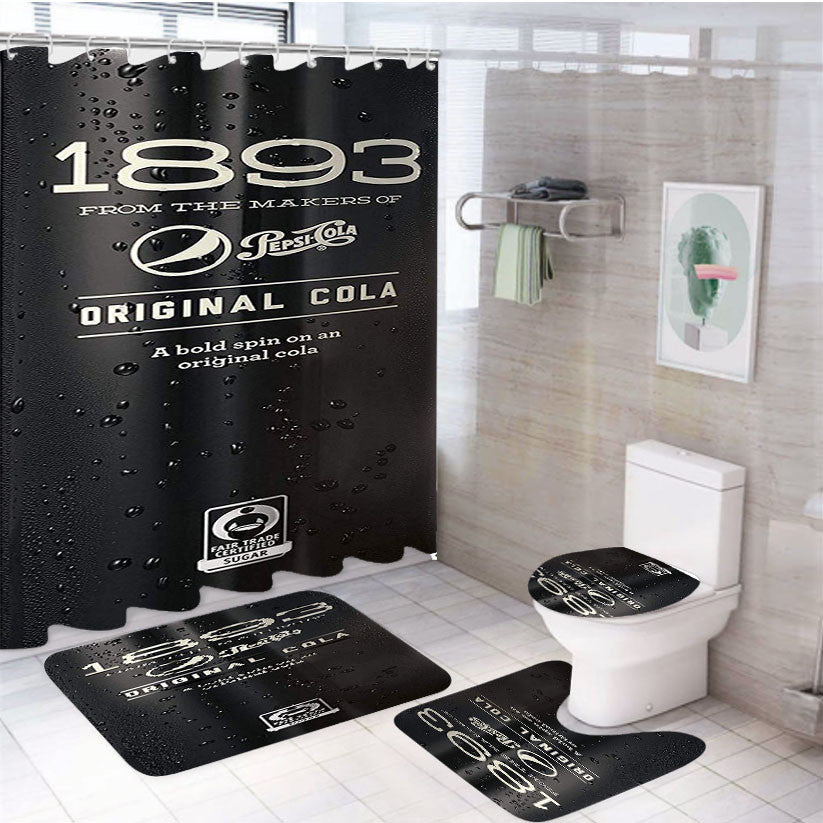 Pepsi Cola 1893 Original Black Ice Cans 4Pcs Bathroom Non-Slip Rugs Shower Curtain Fabric Waterproof