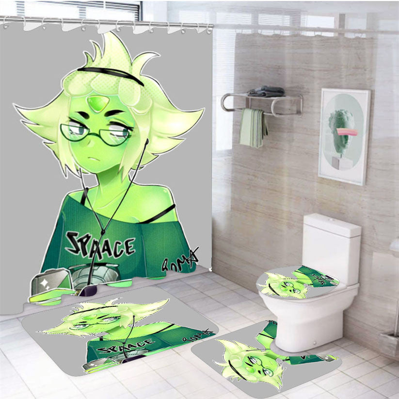 Peridot Steven Universe 4Pcs Bathroom Non-Slip Rugs Shower Curtain Fabric Waterproof