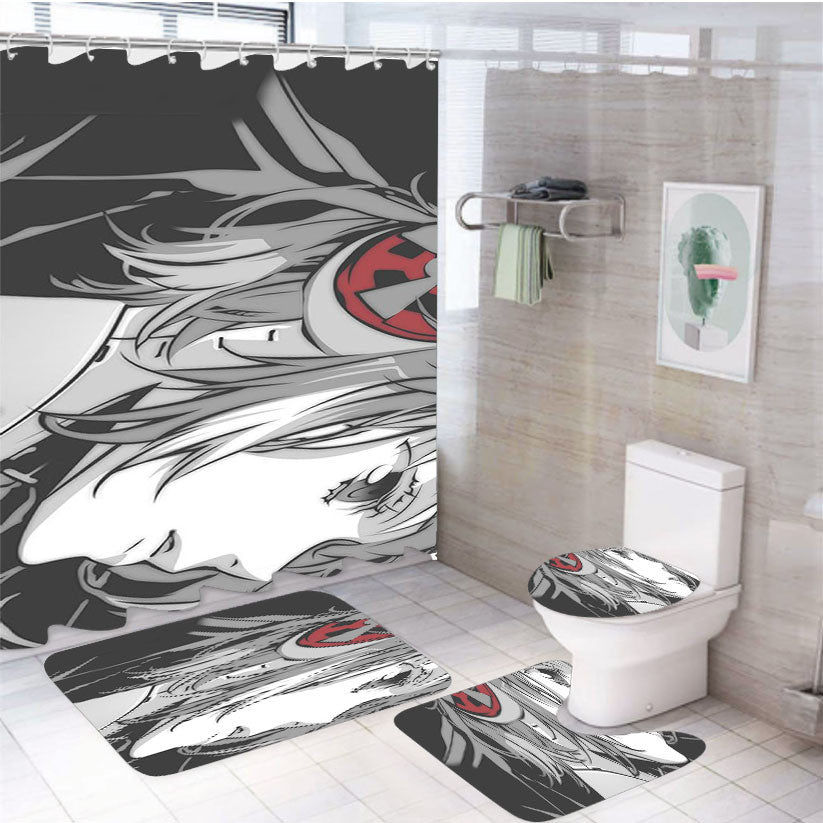 Persona Aigis Eye 4Pcs Bathroom Non-Slip Rugs Shower Curtain Fabric Waterproof