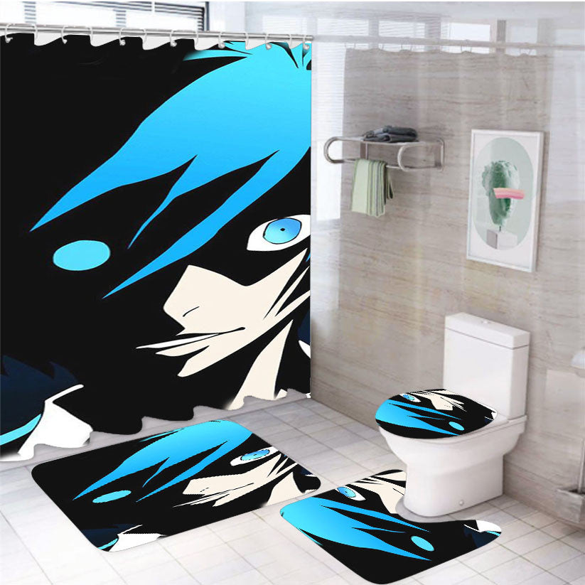 Persona Arisato Minato 4Pcs Bathroom Non-Slip Rugs Shower Curtain Fabric Waterproof