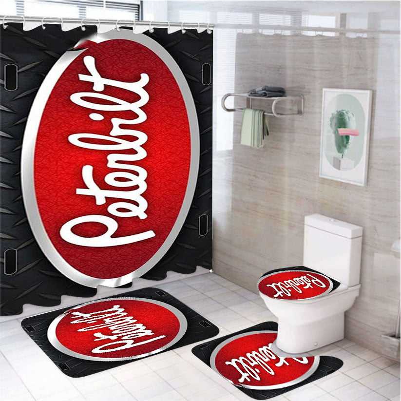 Peterbilt 4Pcs Bathroom Non-Slip Rugs Shower Curtain Fabric Waterproof