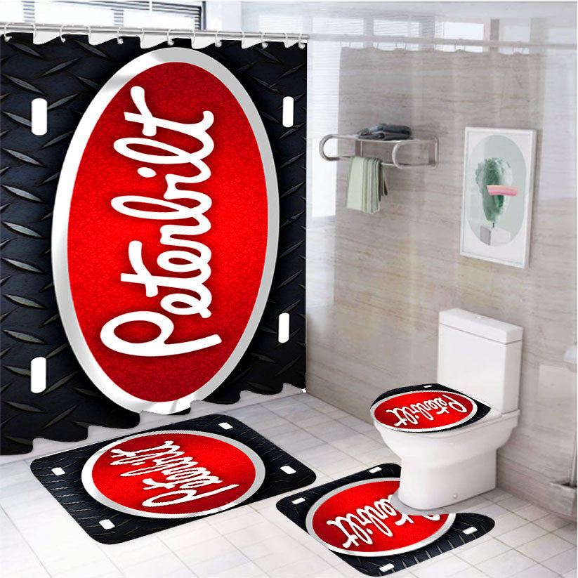 Peterbilt Logo 4Pcs Bathroom Non-Slip Rugs Shower Curtain Fabric Waterproof