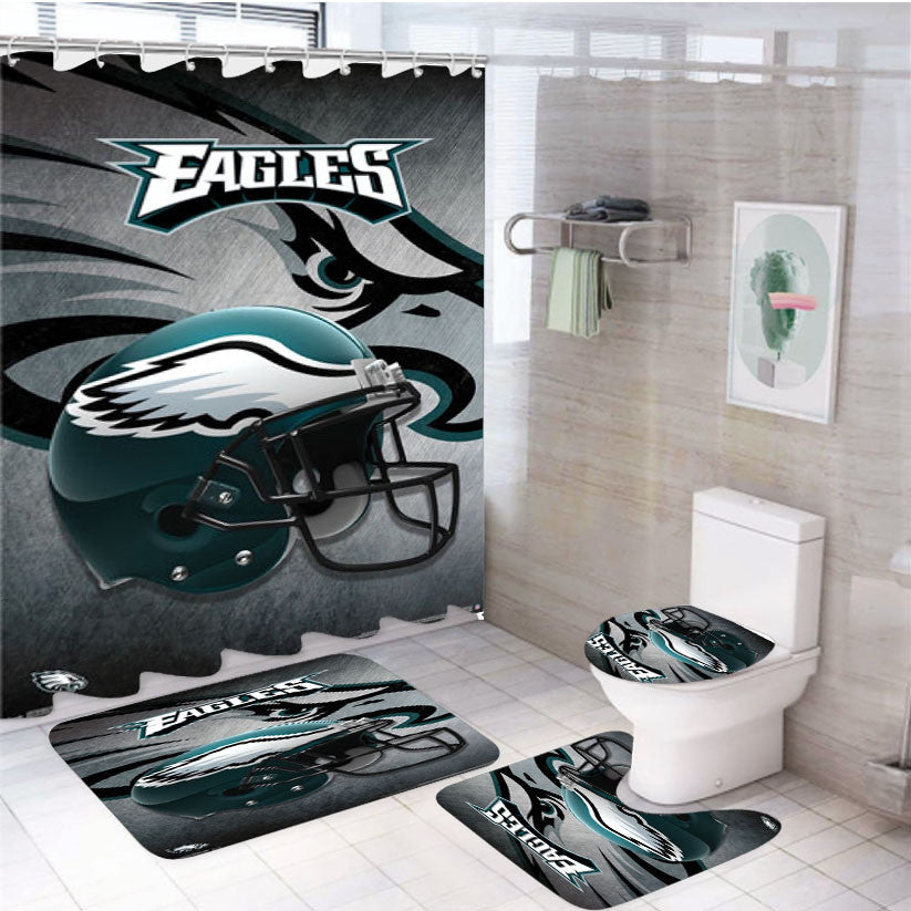 Philadelphia Eagles 3 4Pcs Bathroom Non-Slip Rugs Shower Curtain Fabric Waterproof