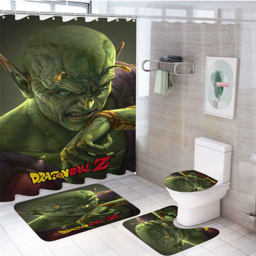 Piccolo Dragon Ball Z 4Pcs Bathroom Non-Slip Rugs Shower Curtain Fabric Waterproof