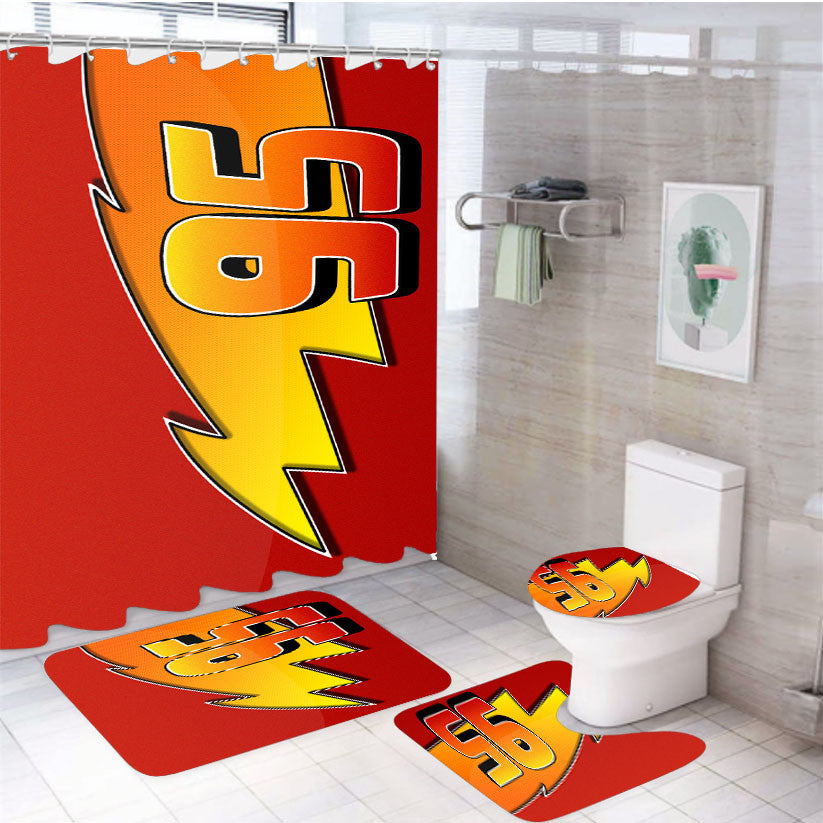 Pixar Cars Wallpaper 4Pcs Bathroom Non-Slip Rugs Shower Curtain Fabric Waterproof