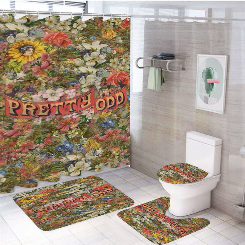 Pretty Odd Panic At The Disco 4Pcs Bathroom Non-Slip Rugs Shower Curtain Fabric Waterproof