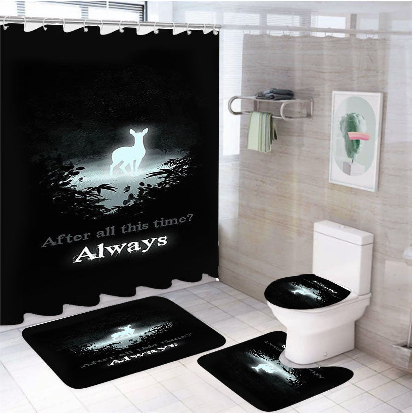 Professor Snape Patronus 4Pcs Bathroom Non-Slip Rugs Shower Curtain Fabric Waterproof