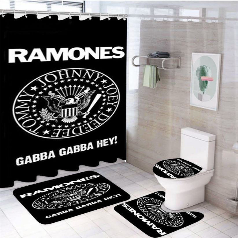 Ramones Gobba Gabba Hey 4Pcs Bathroom Non-Slip Rugs Shower Curtain Fabric Waterproof