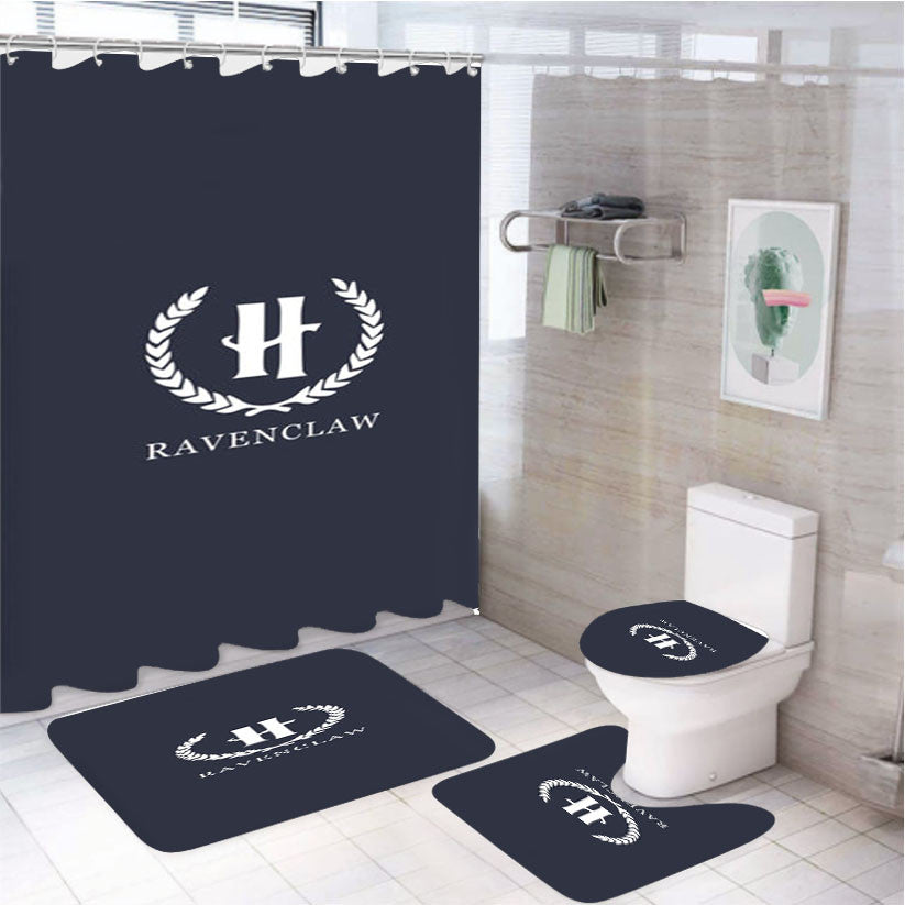 Ravenclaw 4Pcs Bathroom Non-Slip Rugs Shower Curtain Fabric Waterproof