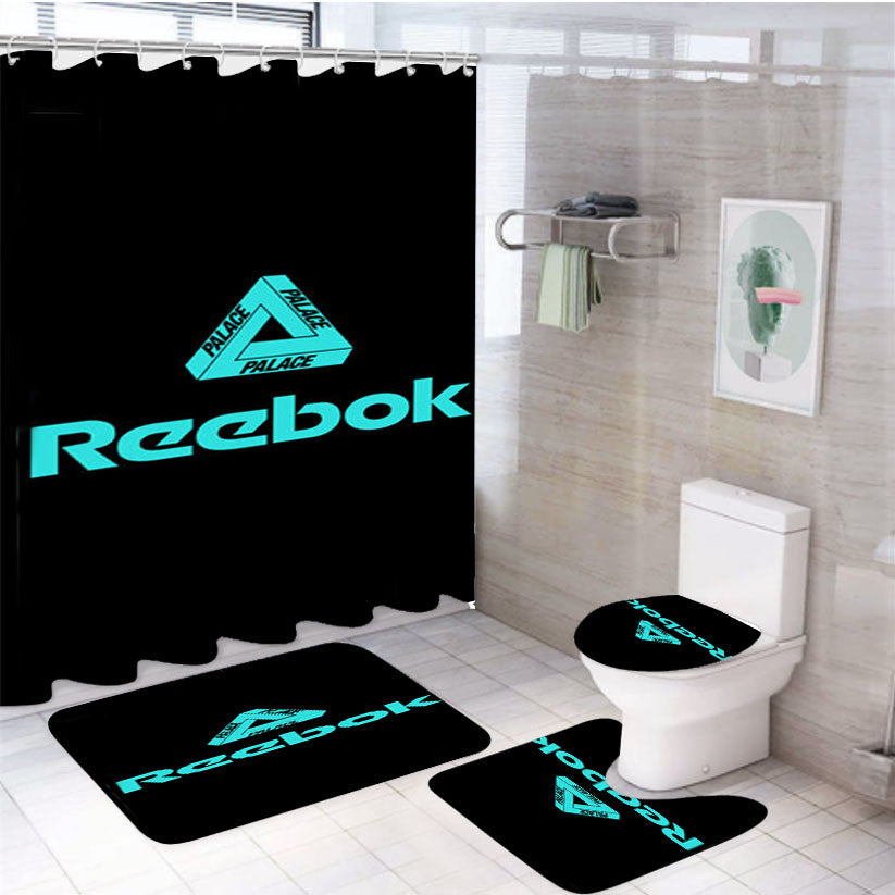 Reebok Palace 4Pcs Bathroom Non-Slip Rugs Shower Curtain Fabric Waterproof