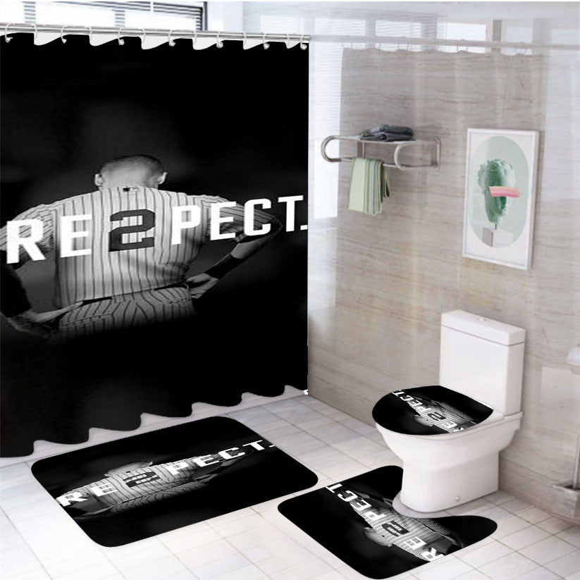 Respect Derek Jeter Repect 4Pcs Bathroom Non-Slip Rugs Shower Curtain Fabric Waterproof