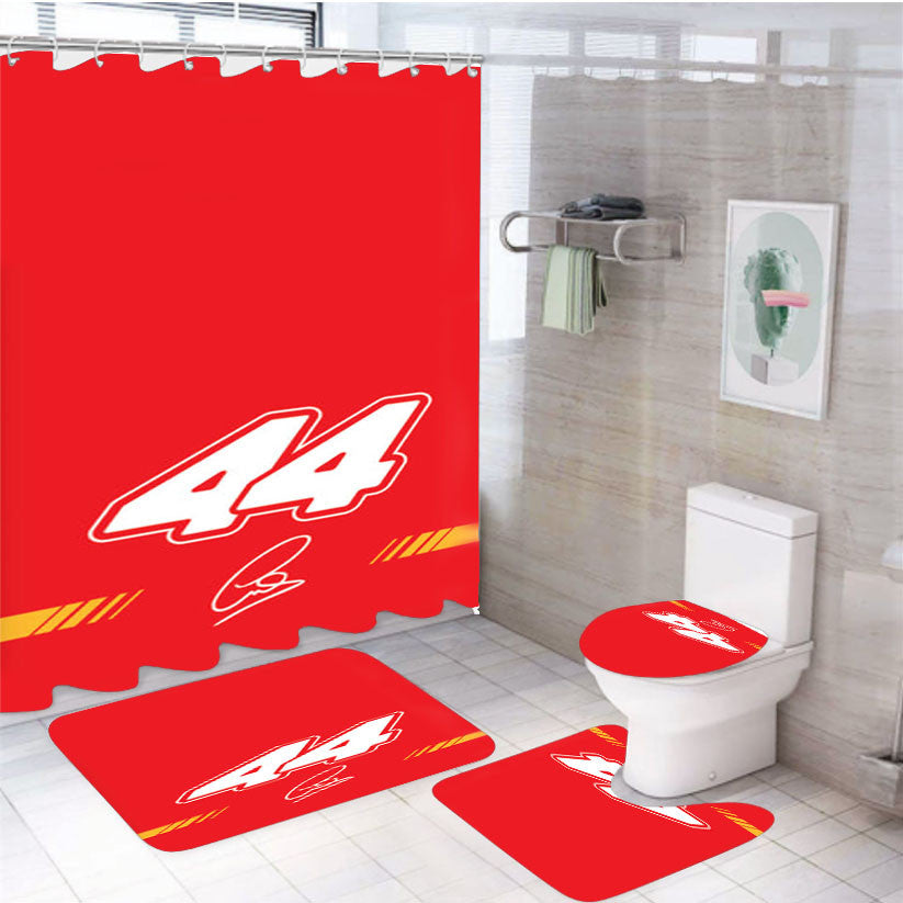 Retro 44 Hamilton 4Pcs Bathroom Non-Slip Rugs Shower Curtain Fabric Waterproof