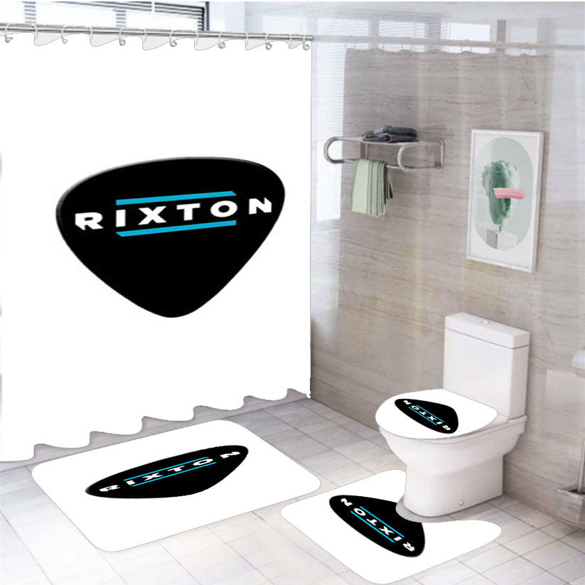 Rixton Symbol 4Pcs Bathroom Non-Slip Rugs Shower Curtain Fabric Waterproof
