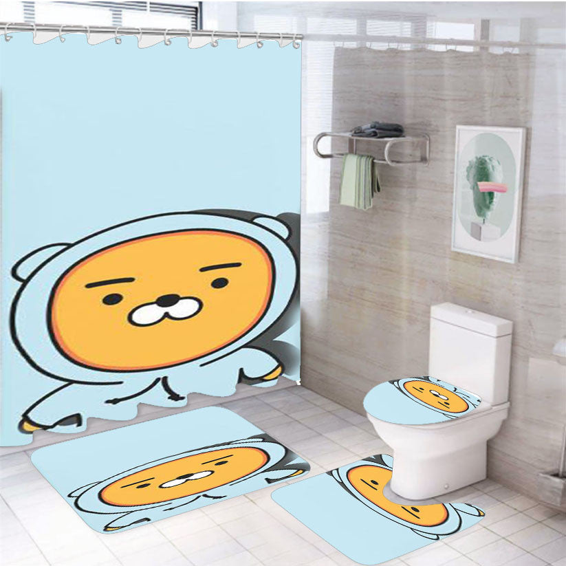 Ryan Said Let'S Jogging 4Pcs Bathroom Non-Slip Rugs Shower Curtain Fabric Waterproof