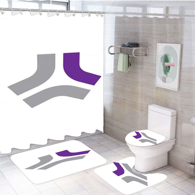 S1E Logo 4Pcs Bathroom Non-Slip Rugs Shower Curtain Fabric Waterproof
