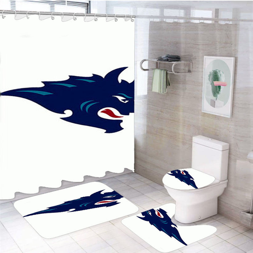 Sadevils Logo 4Pcs Bathroom Non-Slip Rugs Shower Curtain Fabric Waterproof