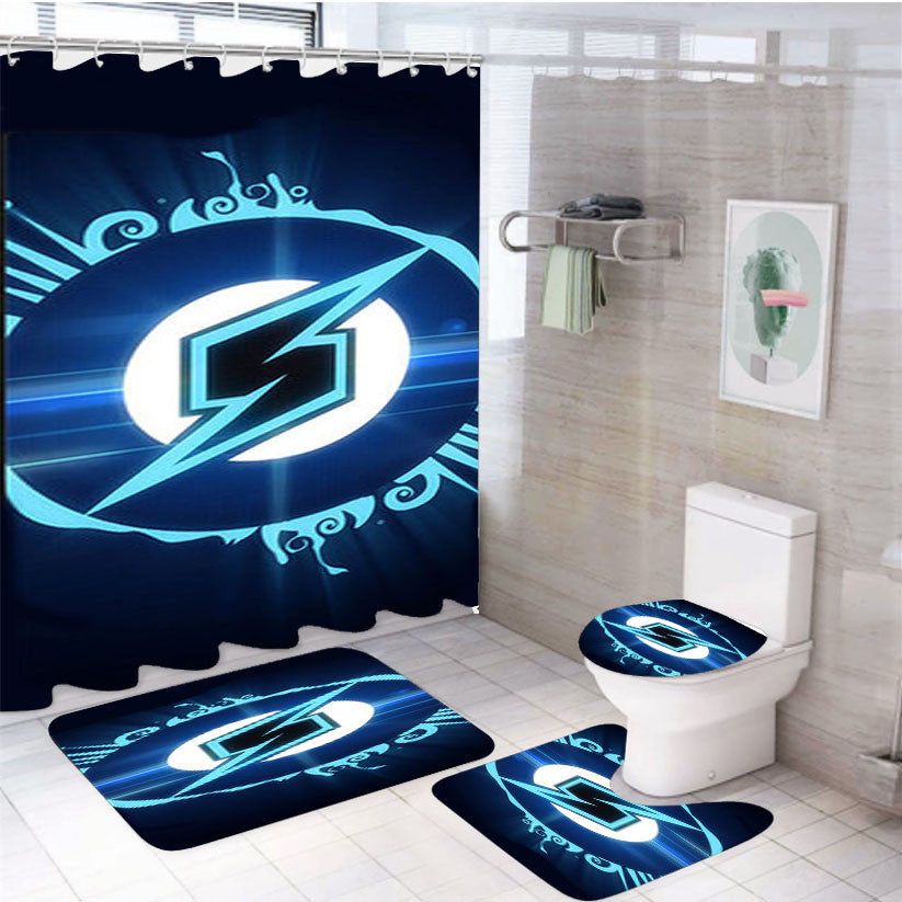 Samus Logo Game 4Pcs Bathroom Non-Slip Rugs Shower Curtain Fabric Waterproof