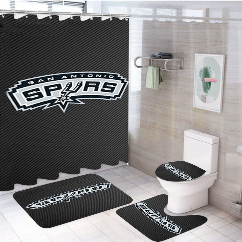 San Antonio Spurs 3 4Pcs Bathroom Non-Slip Rugs Shower Curtain Fabric Waterproof