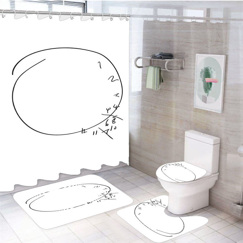 Savoureux Hannibal Clock 4Pcs Bathroom Non-Slip Rugs Shower Curtain Fabric Waterproof