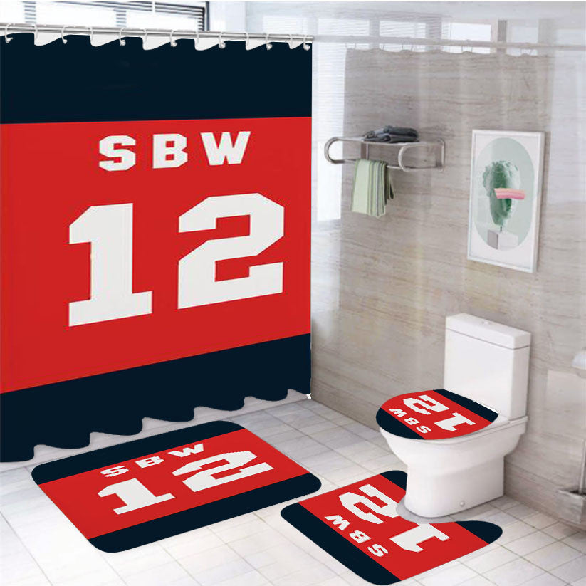 Sbw Sonny Bill Williams 4Pcs Bathroom Non-Slip Rugs Shower Curtain Fabric Waterproof