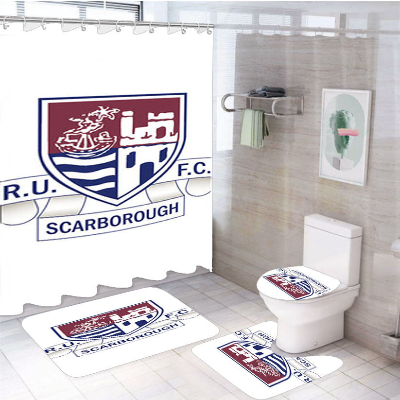 Scarborough Logo 4Pcs Bathroom Non-Slip Rugs Shower Curtain Fabric Waterproof