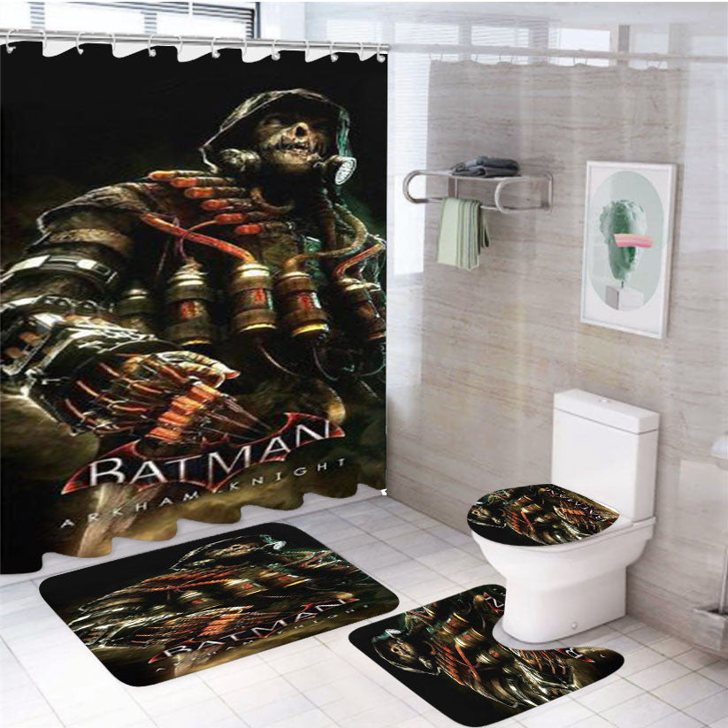 Scarecrow Batman Arkham Night 4Pcs Bathroom Non-Slip Rugs Shower Curtain Fabric Waterproof