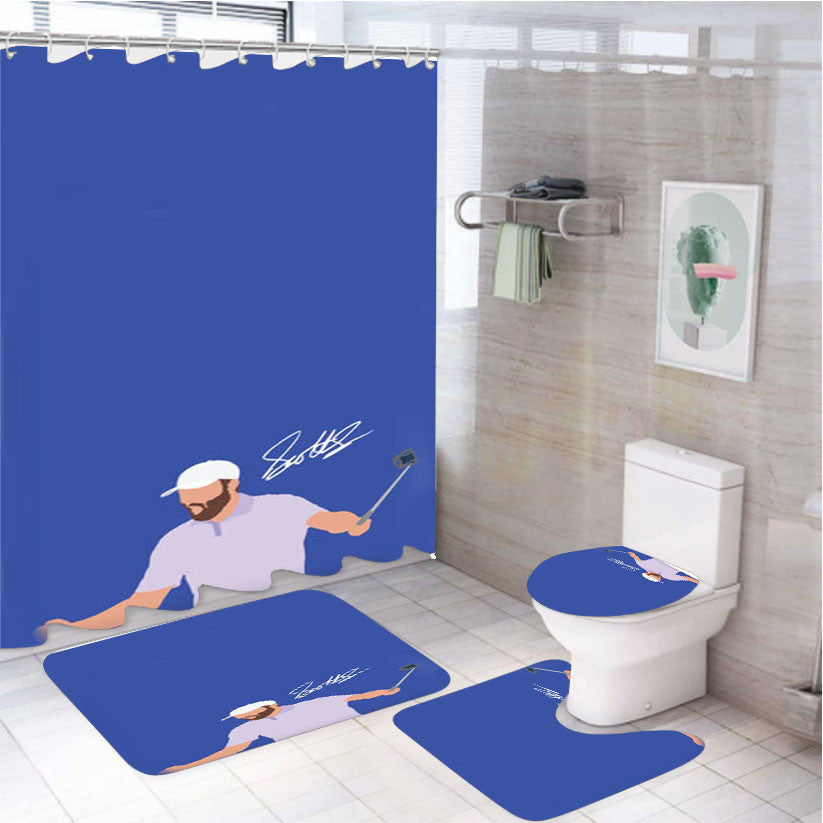 Scheffler Signature 4Pcs Bathroom Non-Slip Rugs Shower Curtain Fabric Waterproof