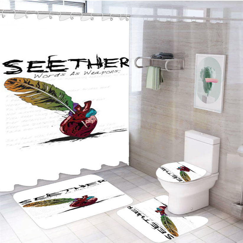 Seether Word As Weapons 4Pcs Bathroom Non-Slip Rugs Shower Curtain Fabric Waterproof