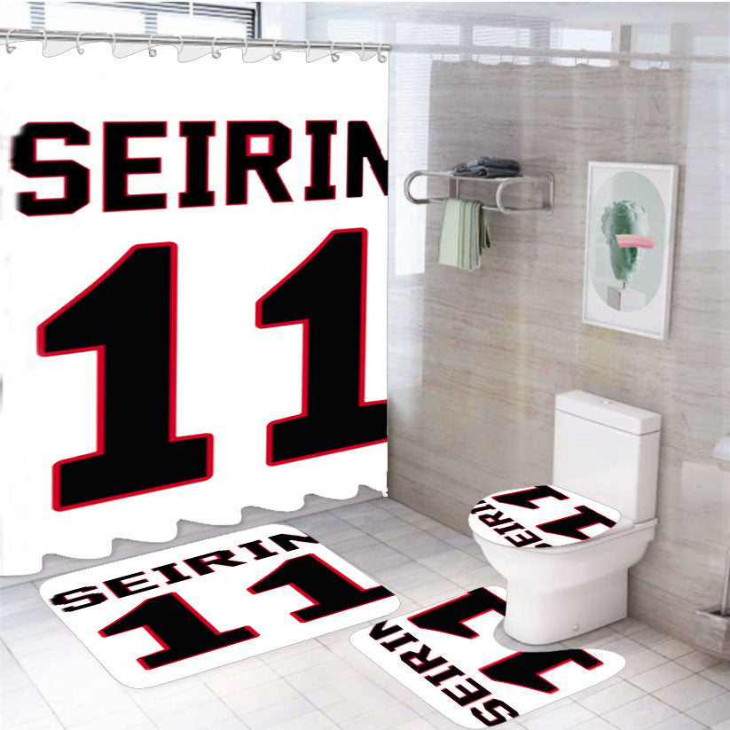 Seirin 11 Kuroko 4Pcs Bathroom Non-Slip Rugs Shower Curtain Fabric Waterproof