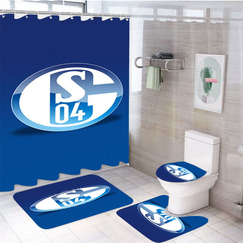 Shalke 04 4Pcs Bathroom Non-Slip Rugs Shower Curtain Fabric Waterproof
