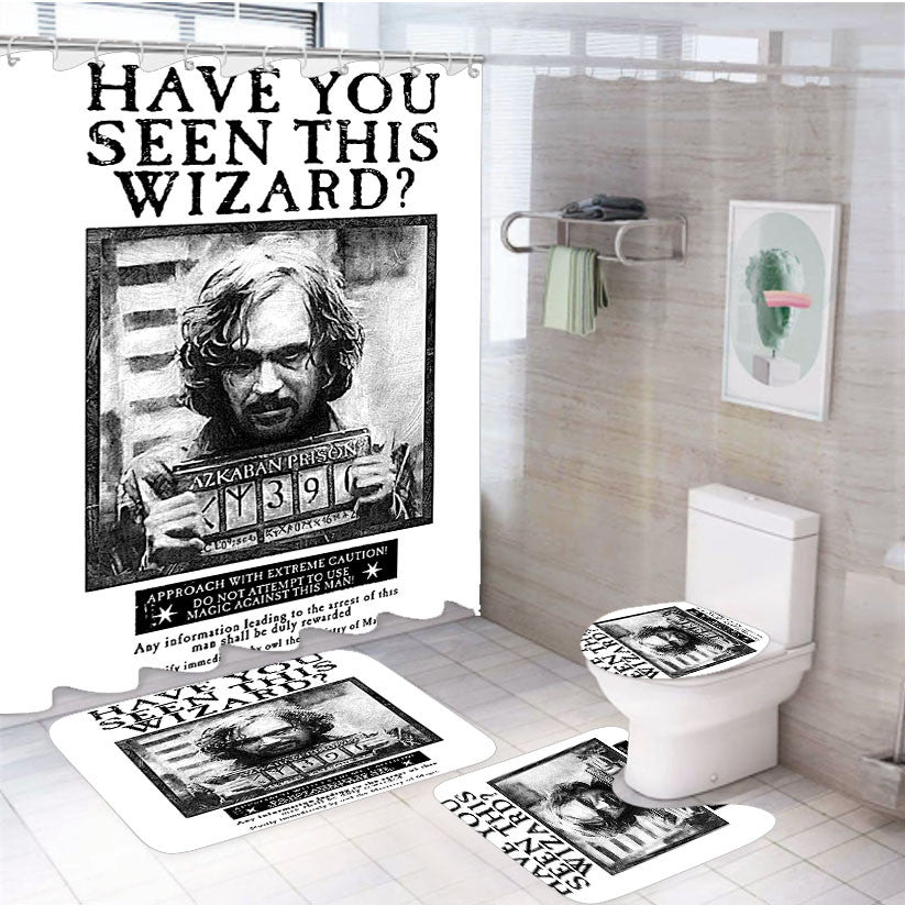 Sirius Black Harry Potter 4Pcs Bathroom Non-Slip Rugs Shower Curtain Fabric Waterproof