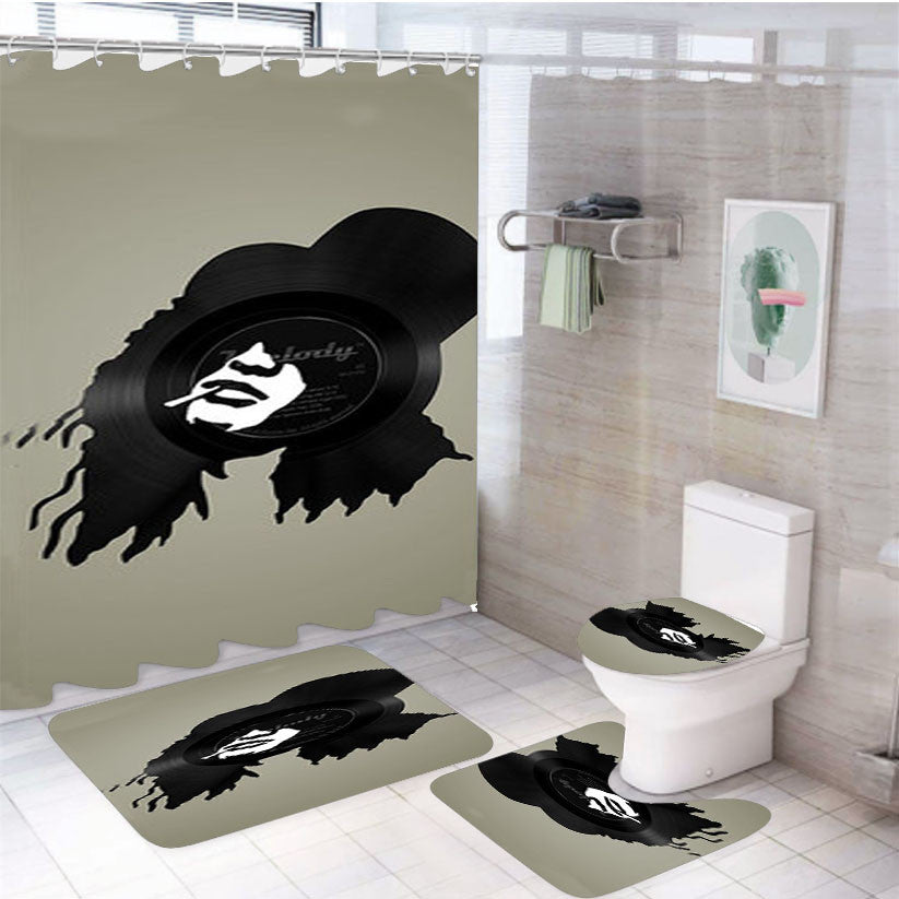 Slash Snakepit Vector 4Pcs Bathroom Non-Slip Rugs Shower Curtain Fabric Waterproof