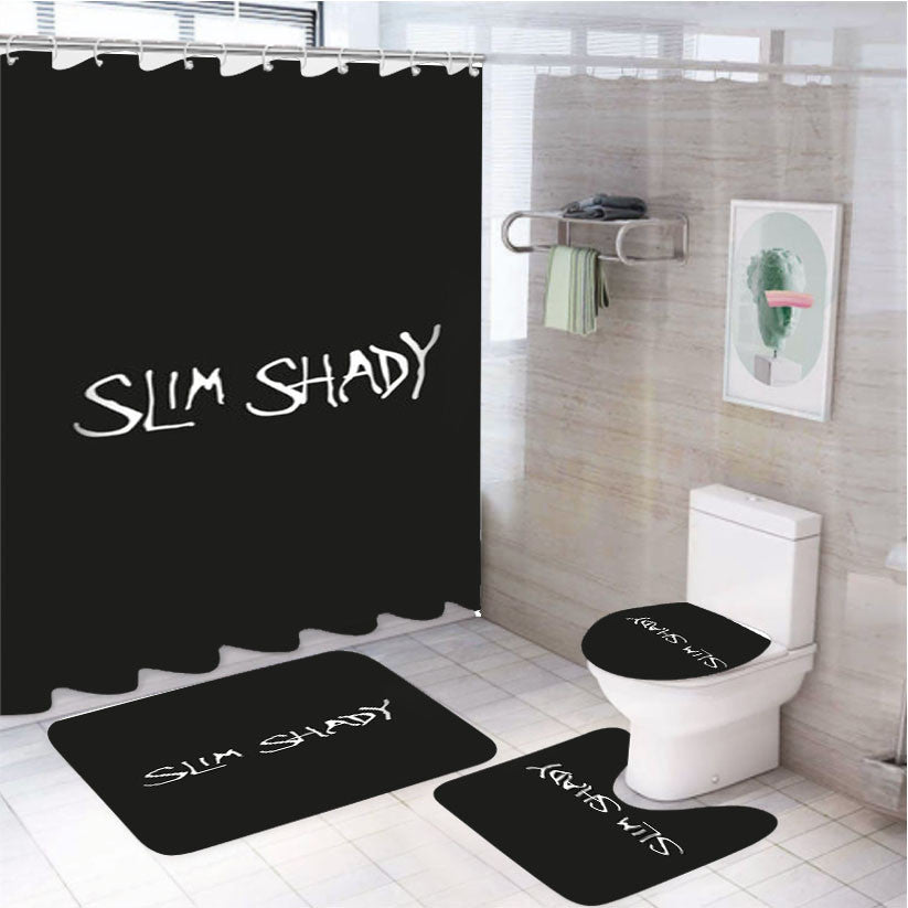 Slim Shady Eminem 4Pcs Bathroom Non-Slip Rugs Shower Curtain Fabric Waterproof