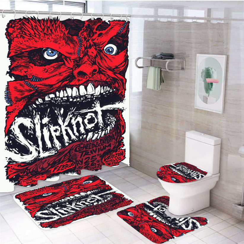 Slipknot Trivium 4Pcs Bathroom Non-Slip Rugs Shower Curtain Fabric Waterproof