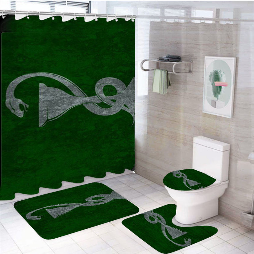 Slytherin Romierys 4Pcs Bathroom Non-Slip Rugs Shower Curtain Fabric Waterproof