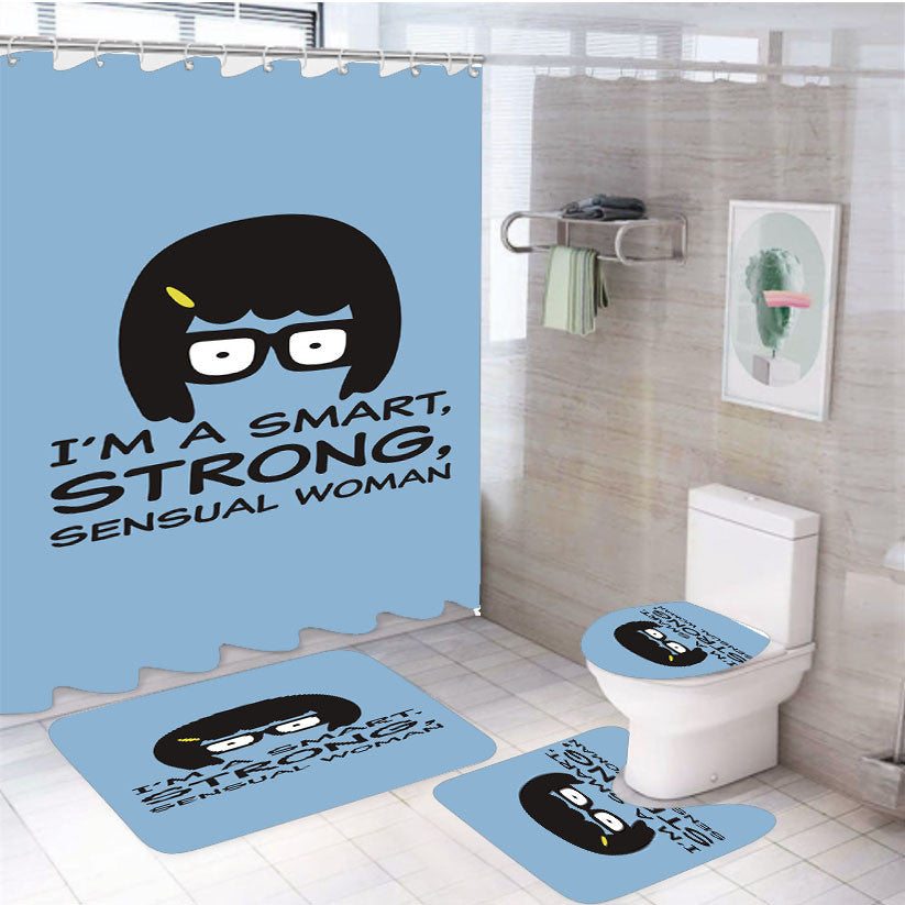 Smart Strong Sensual Tina Belcher 4Pcs Bathroom Non-Slip Rugs Shower Curtain Fabric Waterproof