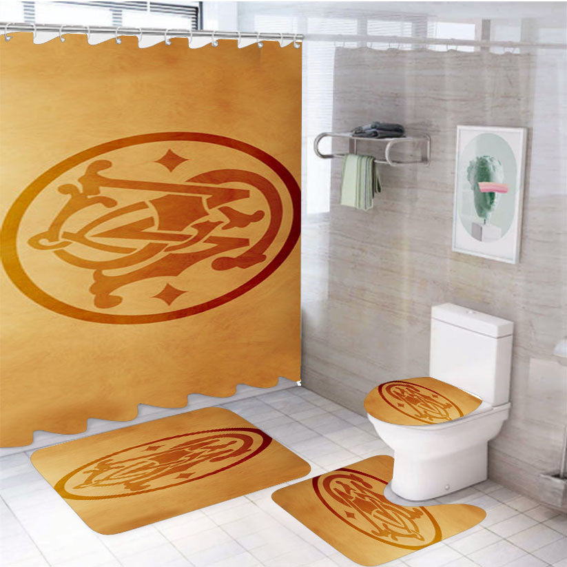 Smith And Wesson Logo 4Pcs Bathroom Non-Slip Rugs Shower Curtain Fabric Waterproof