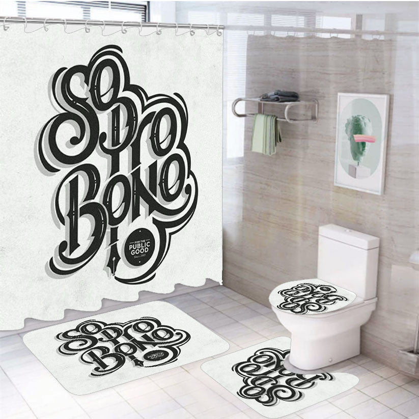 So Pro Bono Public Good 4Pcs Bathroom Non-Slip Rugs Shower Curtain Fabric Waterproof
