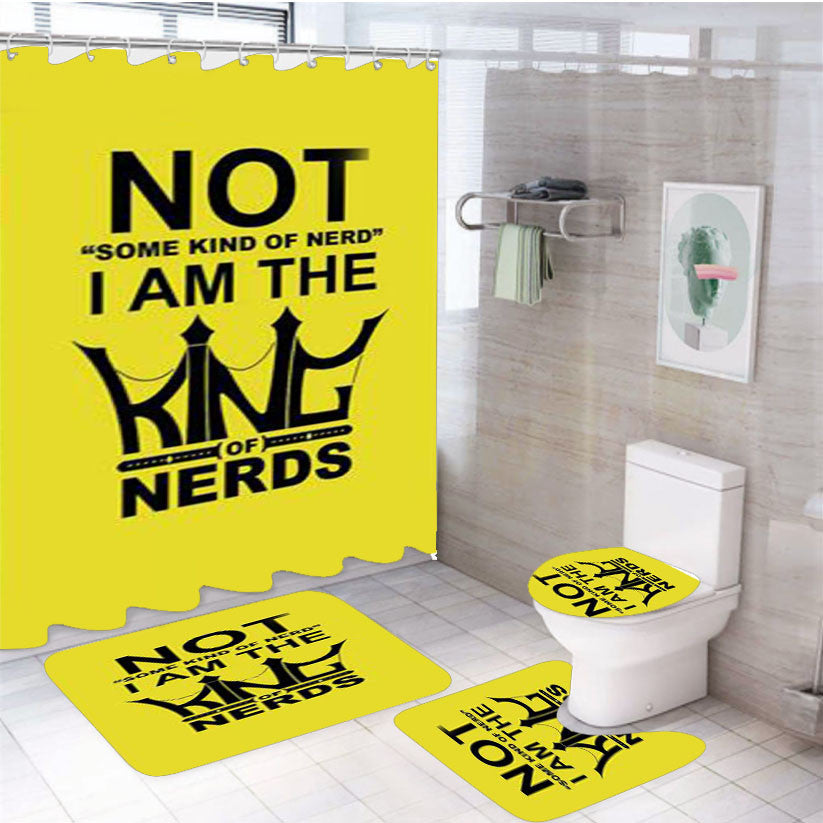 Some Kind Of Nerd 4Pcs Bathroom Non-Slip Rugs Shower Curtain Fabric Waterproof