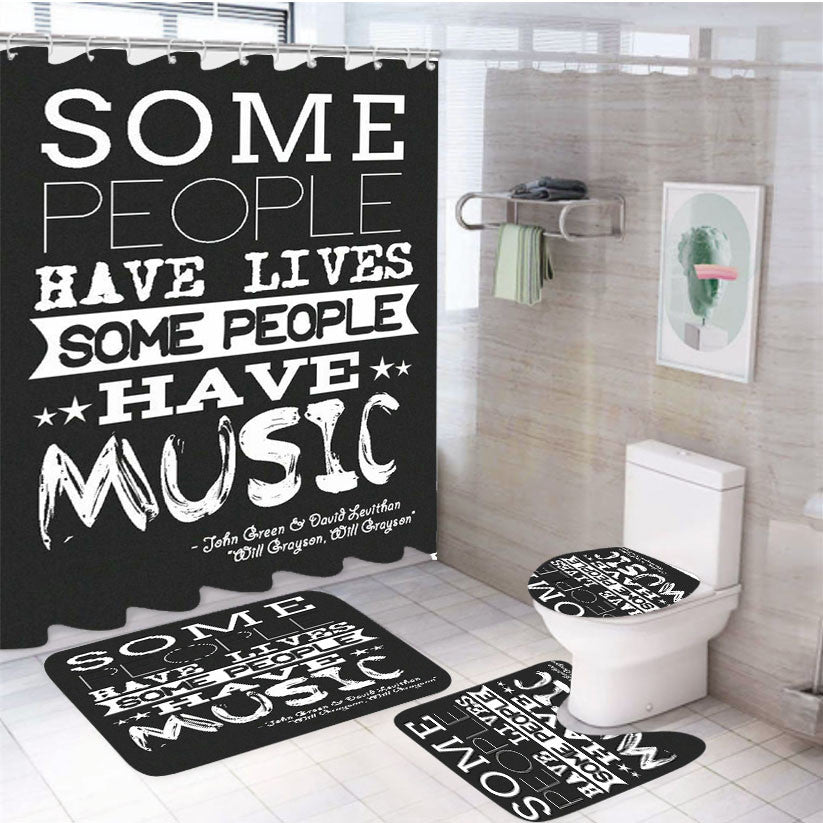 Some People Have Lives 4Pcs Bathroom Non-Slip Rugs Shower Curtain Fabric Waterproof
