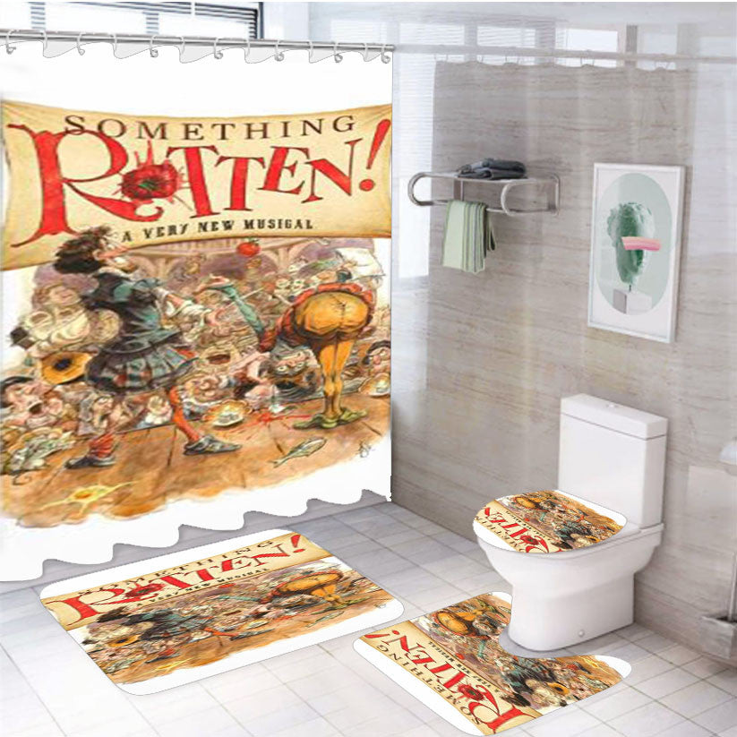 Something Rotten Broadway 4Pcs Bathroom Non-Slip Rugs Shower Curtain Fabric Waterproof